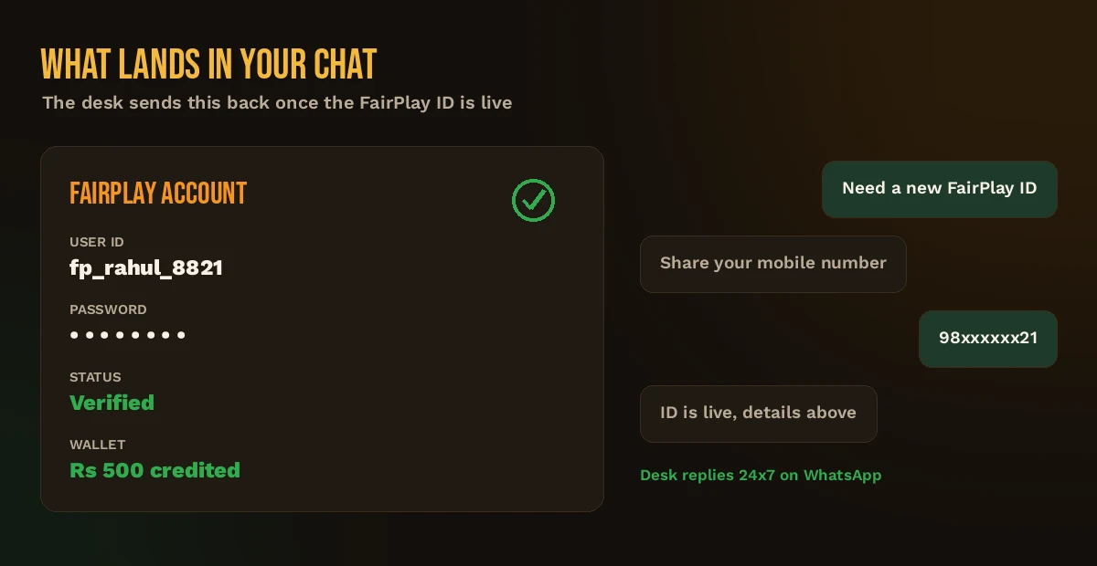 FairPlay account details sent back on WhatsApp after ID verification