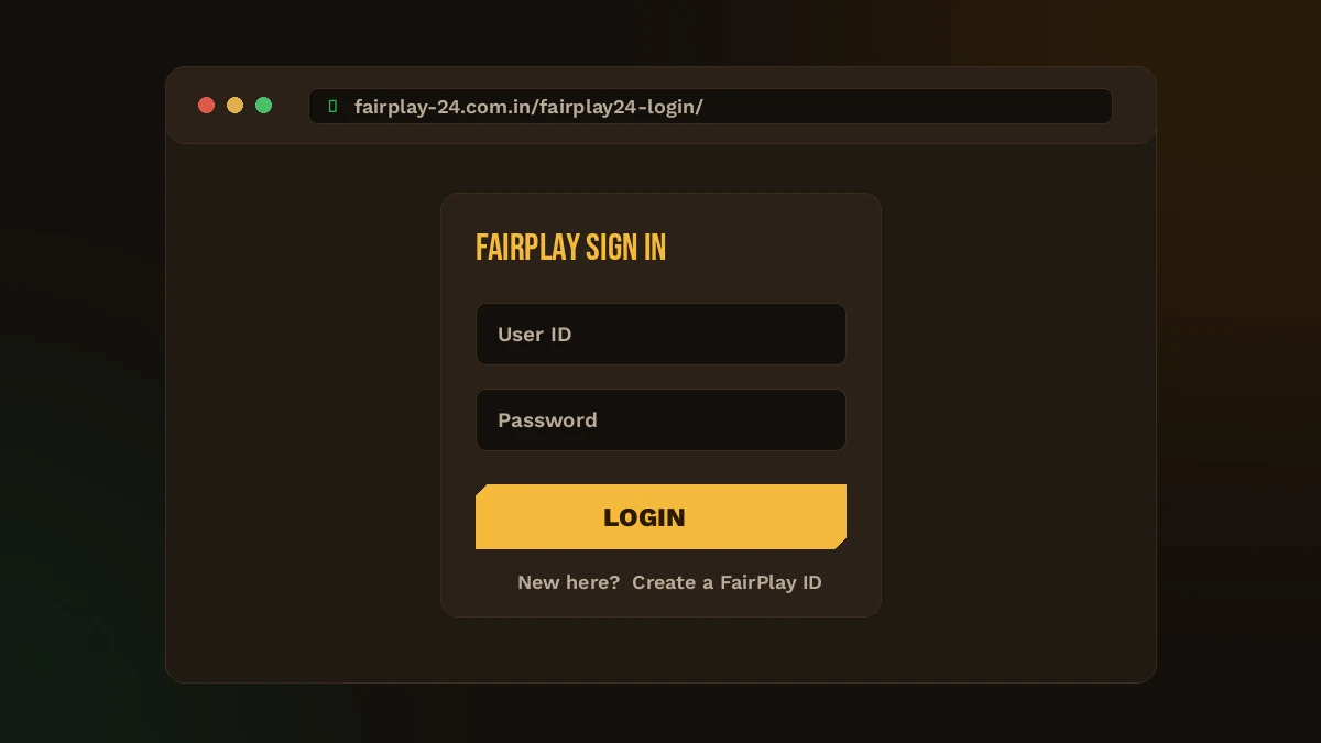 FairPlay login screen showing the user ID and password fields in a browser